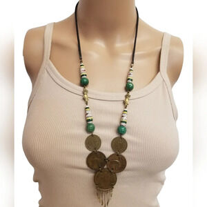 VINTAGE GENUINE PERUVIAN COIN TRIBAL STYLE NECKLACE